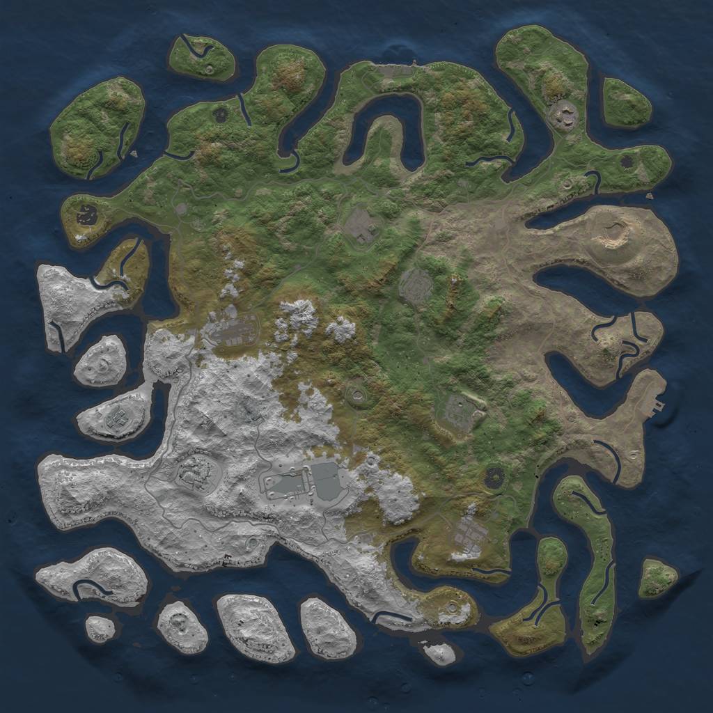 Rust Map: Procedural Map, Size: 5000, Seed: 151494311, 16 Monuments