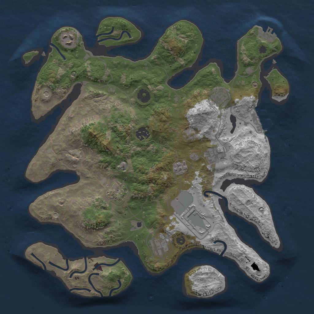 Rust Map: Procedural Map, Size: 3600, Seed: 1073, 13 Monuments