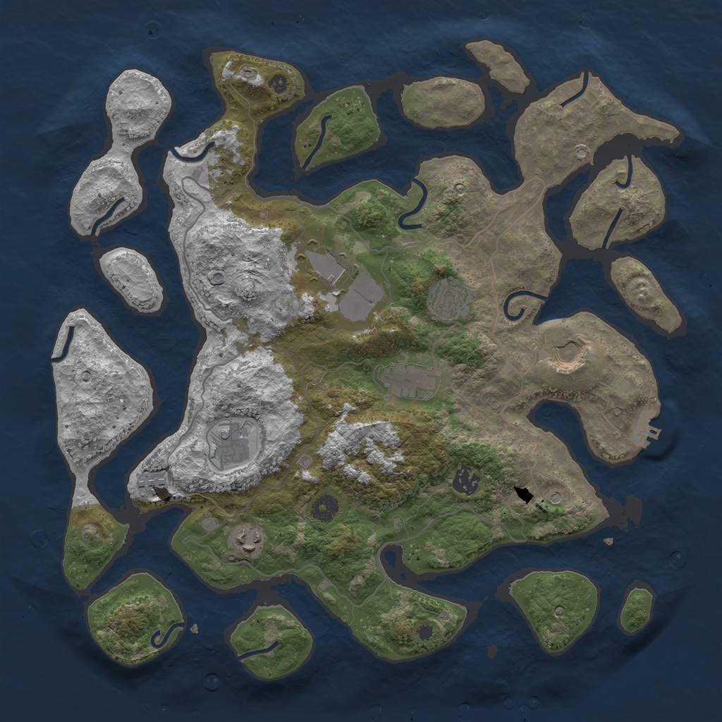 Rust Map: Procedural Map, Size: 4000, Seed: 888219, 12 Monuments