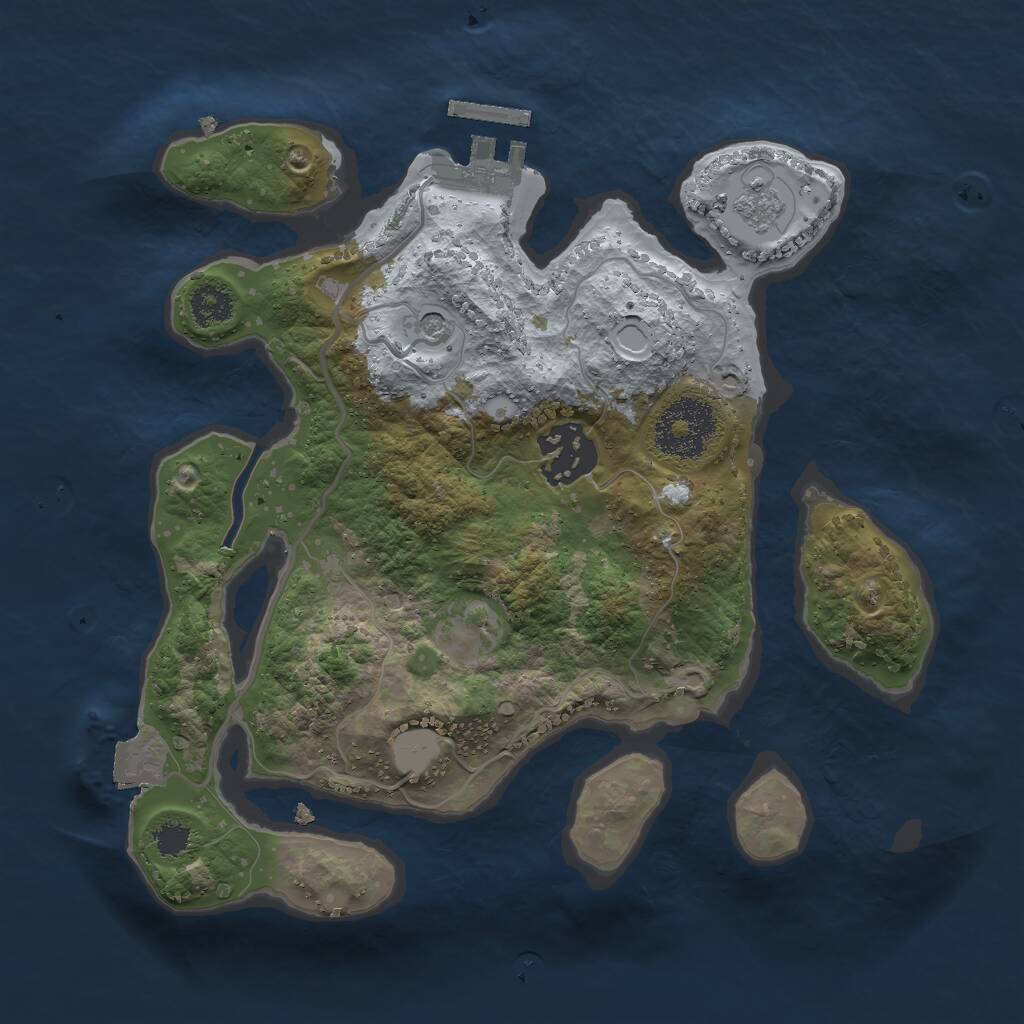 Rust Map: Procedural Map, Size: 2500, Seed: 2136314401, 5 Monuments