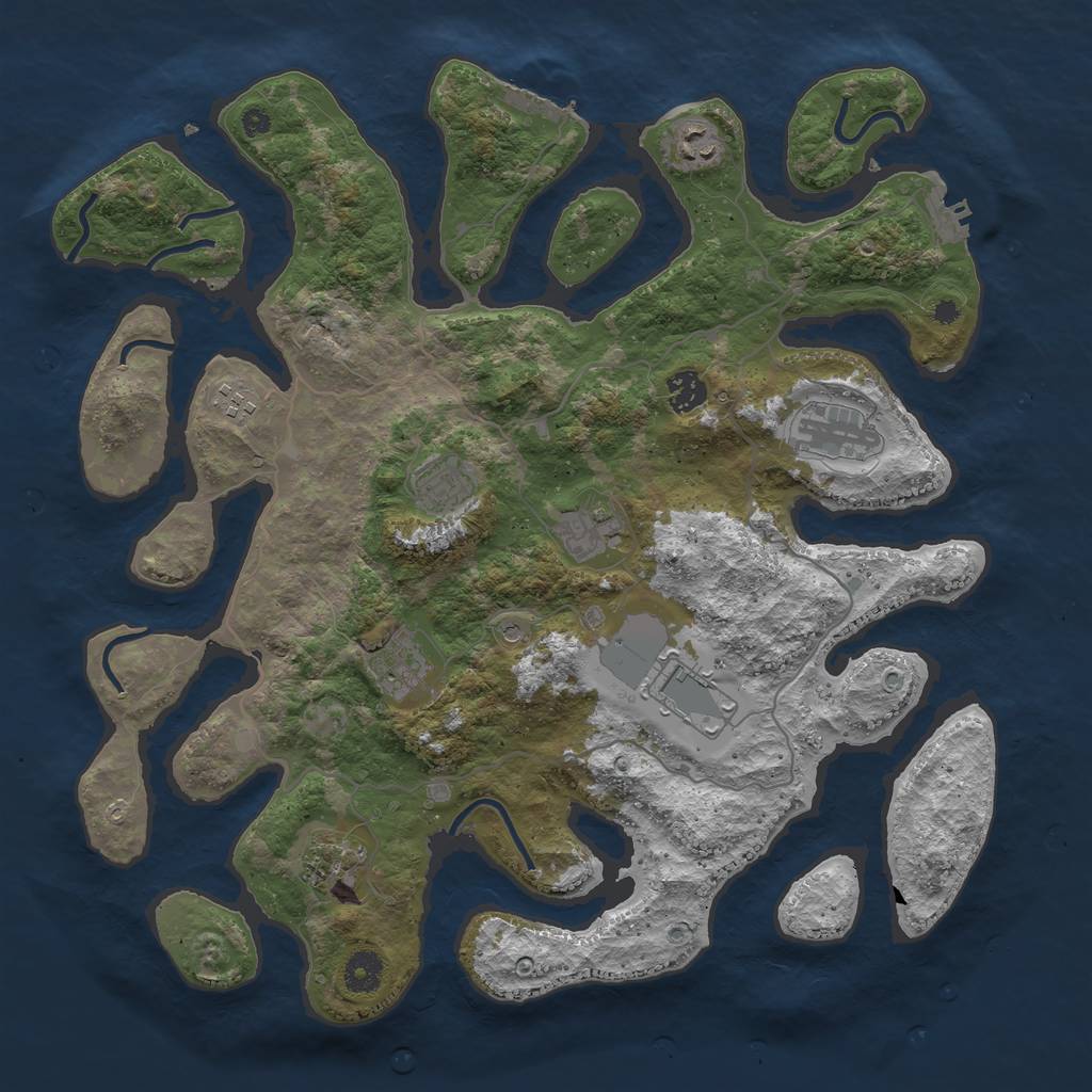 Rust Map: Procedural Map, Size: 4000, Seed: 2038156943, 14 Monuments