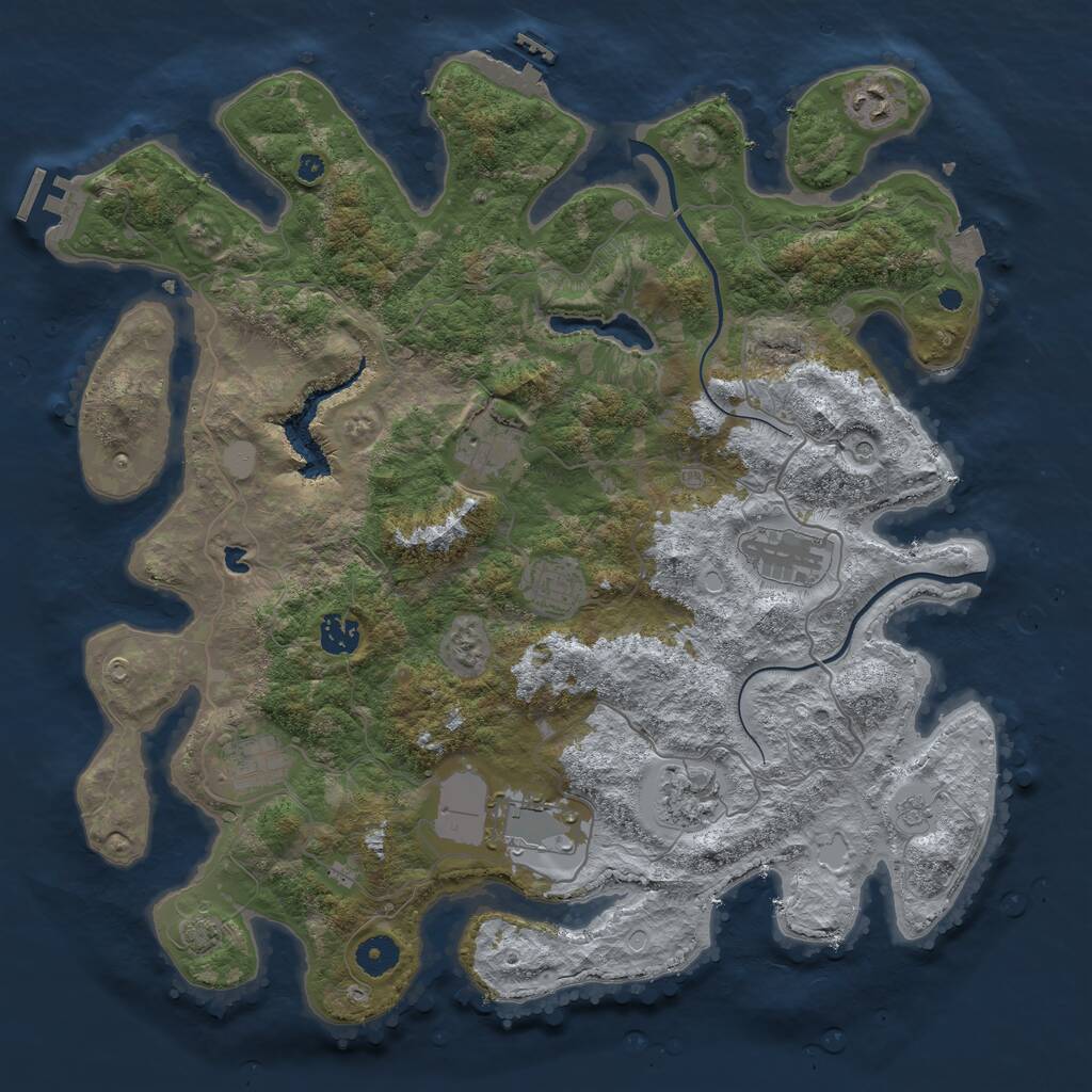 Rust Map: Procedural Map, Size: 4000, Seed: 2038156943, 14 Monuments