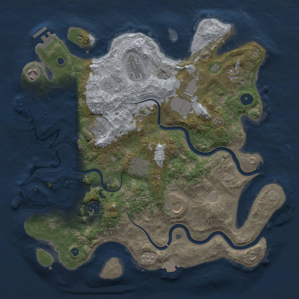 Rust Map: Procedural Map, Size: 3750, Seed: 605023353, 15 Monuments