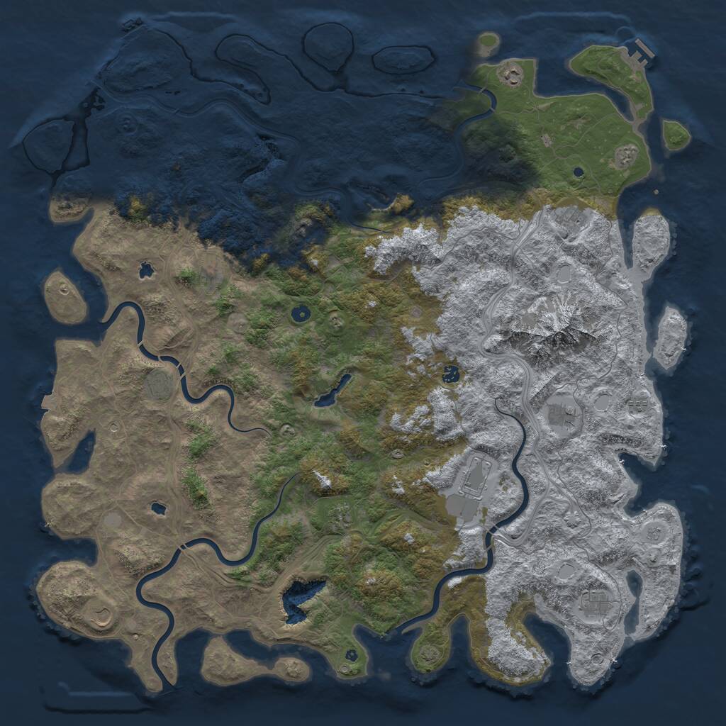 Rust Map: Procedural Map, Size: 6000, Seed: 836424982, 17 Monuments