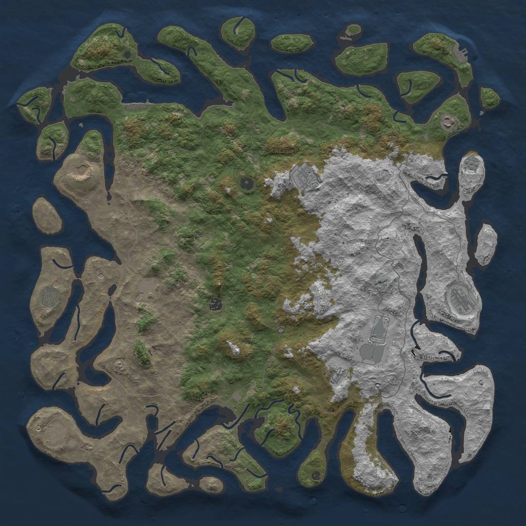 Rust Map: Procedural Map, Size: 6000, Seed: 836424982, 16 Monuments