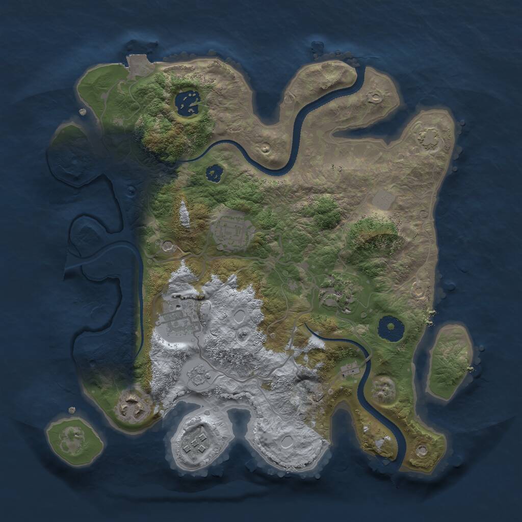Rust Map: Procedural Map, Size: 3000, Seed: 188445, 10 Monuments