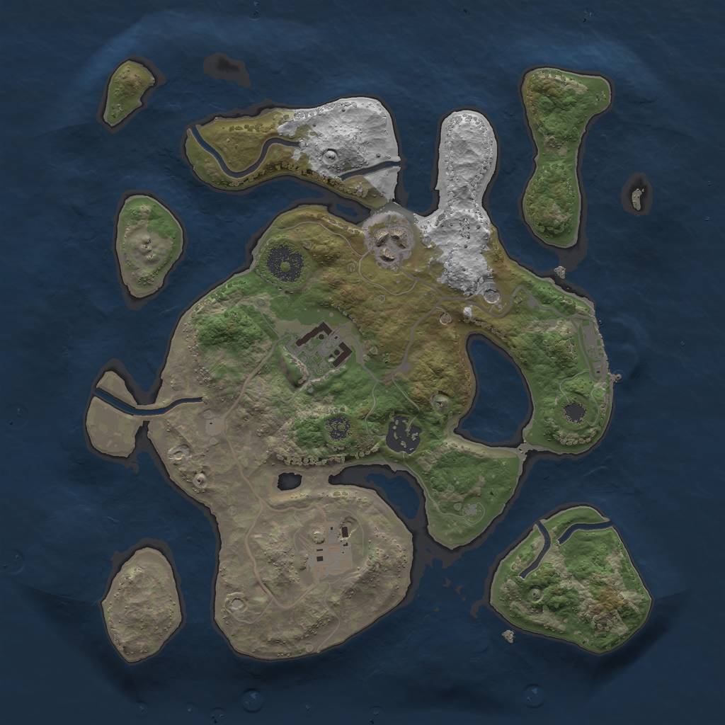 Rust Map: Procedural Map, Size: 3000, Seed: 2006118504, 8 Monuments