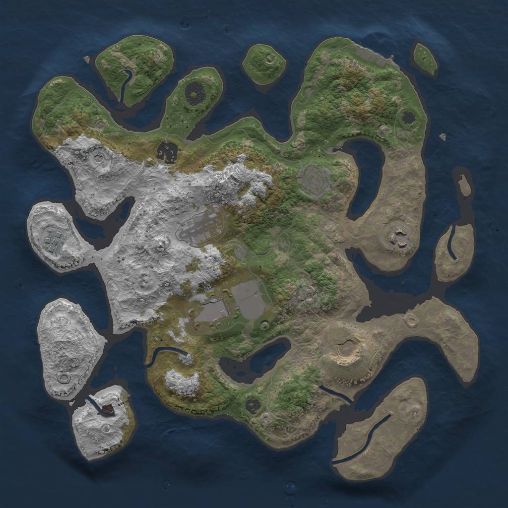 Rust Map: Procedural Map, Size: 3500, Seed: 733325815, 11 Monuments