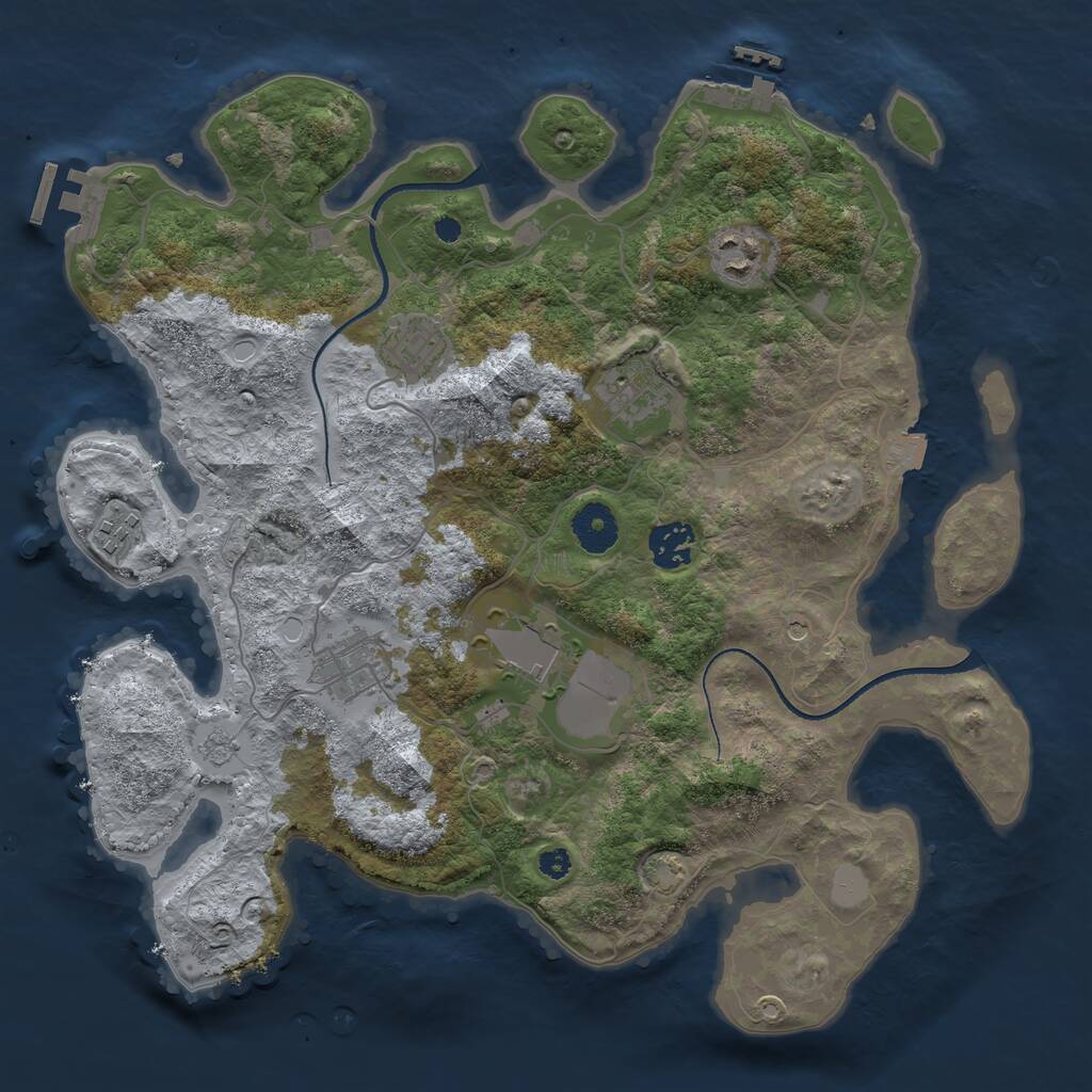 Rust Map: Procedural Map, Size: 3500, Seed: 733325815, 13 Monuments