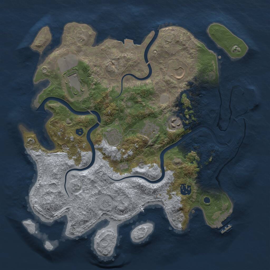 Rust Map: Procedural Map, Size: 3500, Seed: 5234214, 13 Monuments