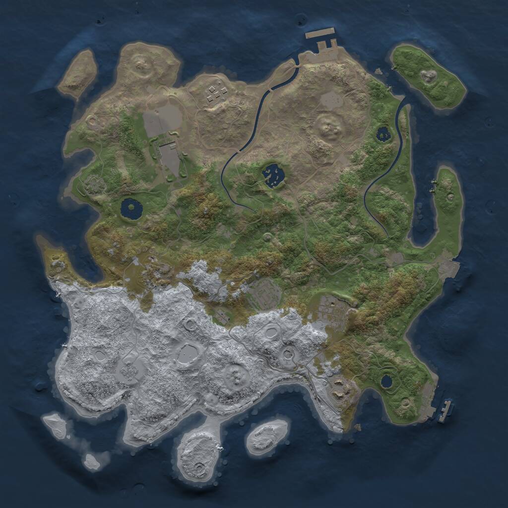 Rust Map: Procedural Map, Size: 3500, Seed: 5234214, 13 Monuments