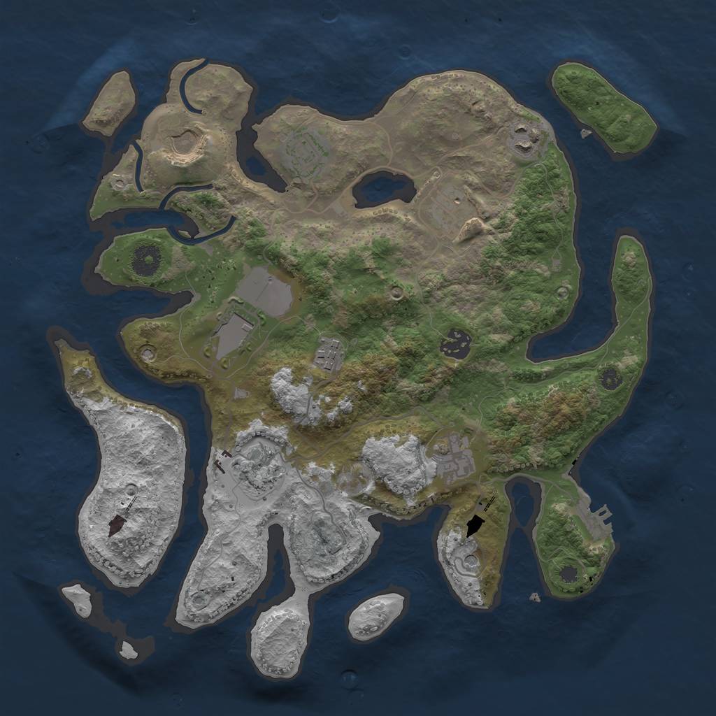 Rust Map: Procedural Map, Size: 3500, Seed: 5234214, 13 Monuments