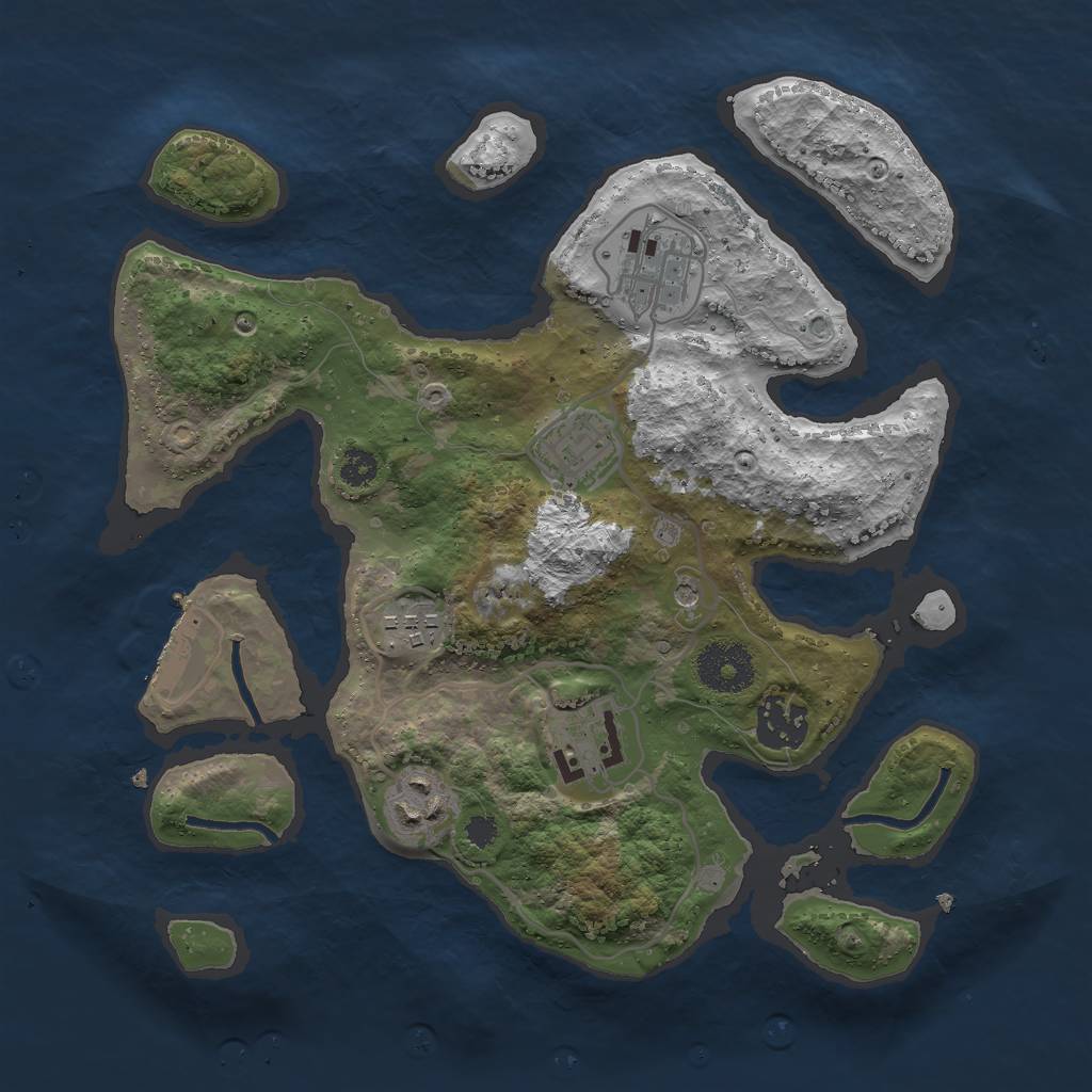 Rust Map: Procedural Map, Size: 3000, Seed: 991529, 10 Monuments