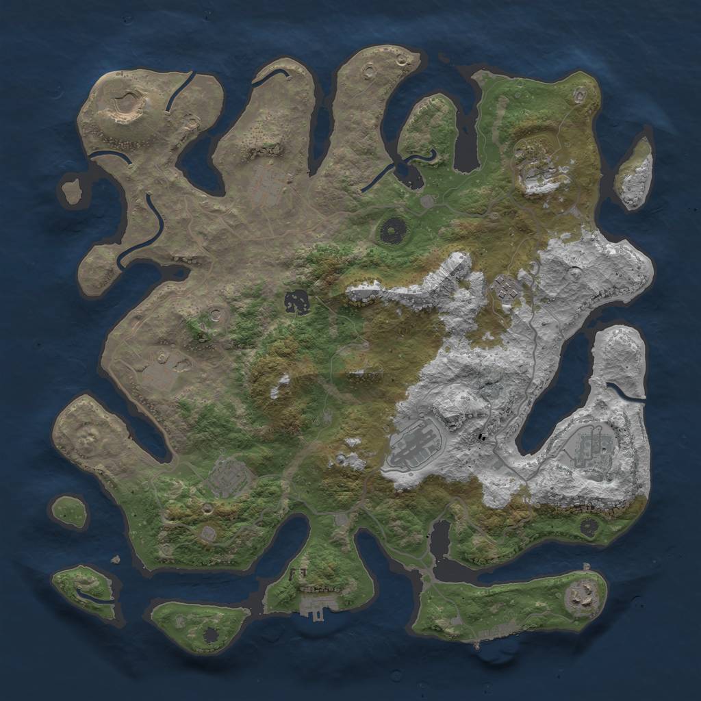 Rust Map: Procedural Map, Size: 4000, Seed: 1390690144, 15 Monuments