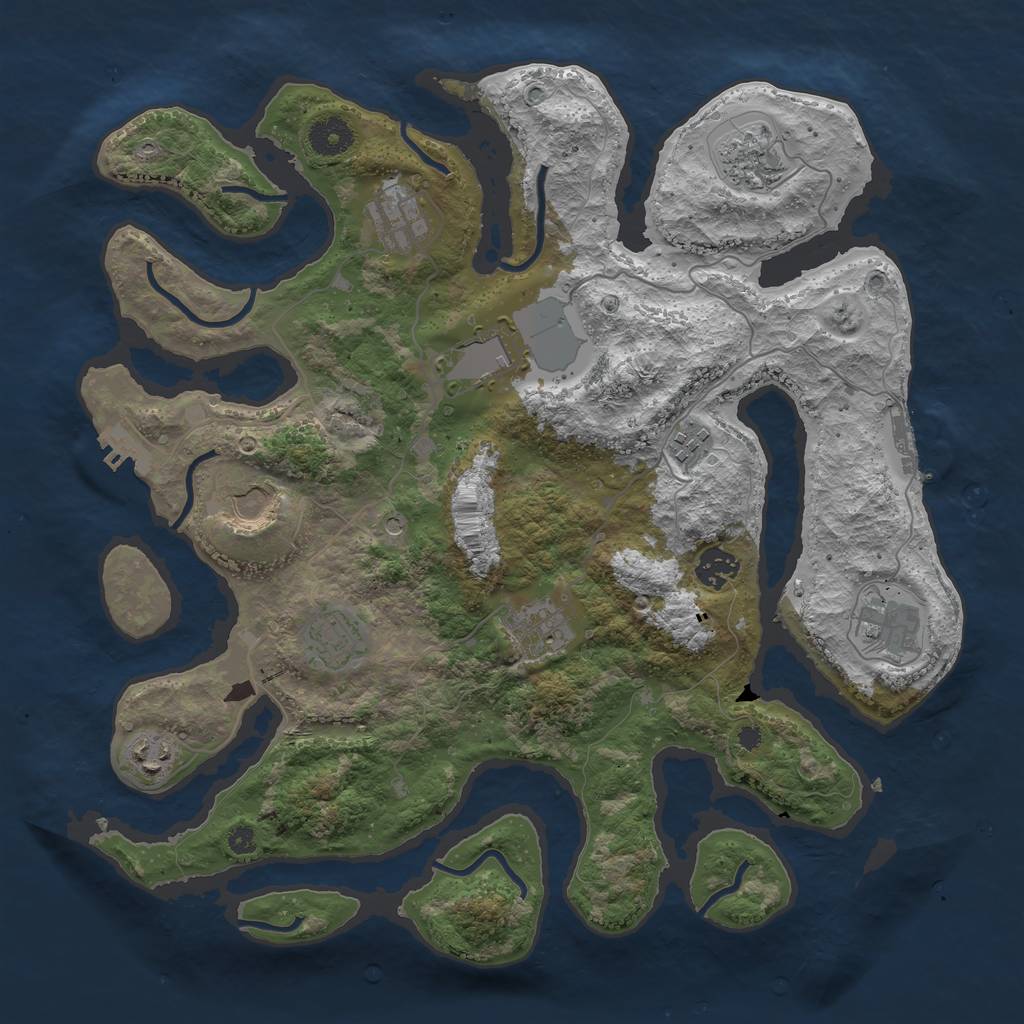 Rust Map: Procedural Map, Size: 3750, Seed: 1407726933, 15 Monuments