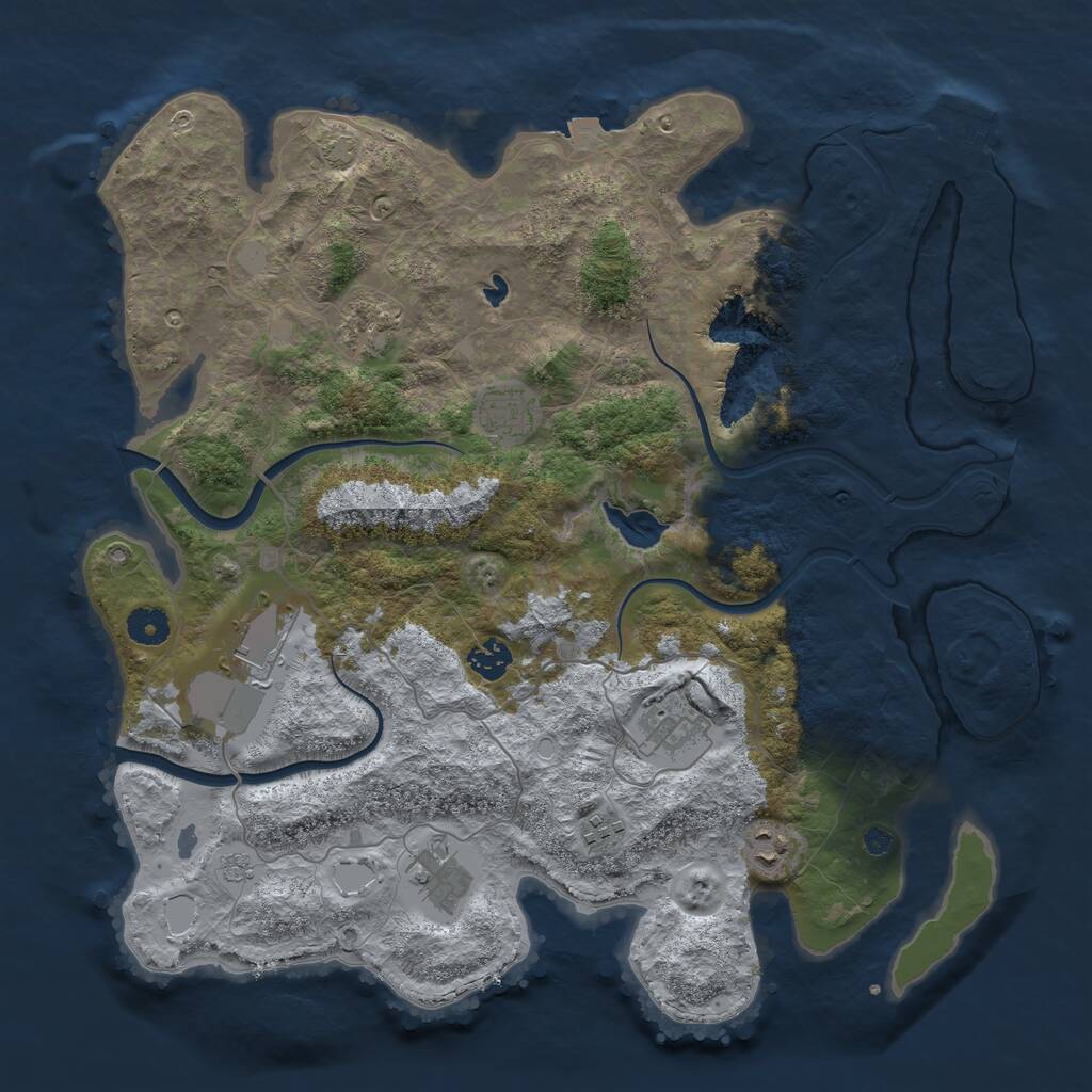 Rust Map: Procedural Map, Size: 4000, Seed: 2422748, 12 Monuments