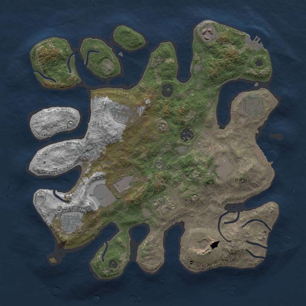 Rust Map: Procedural Map, Size: 3500, Seed: 276307022, 14 Monuments