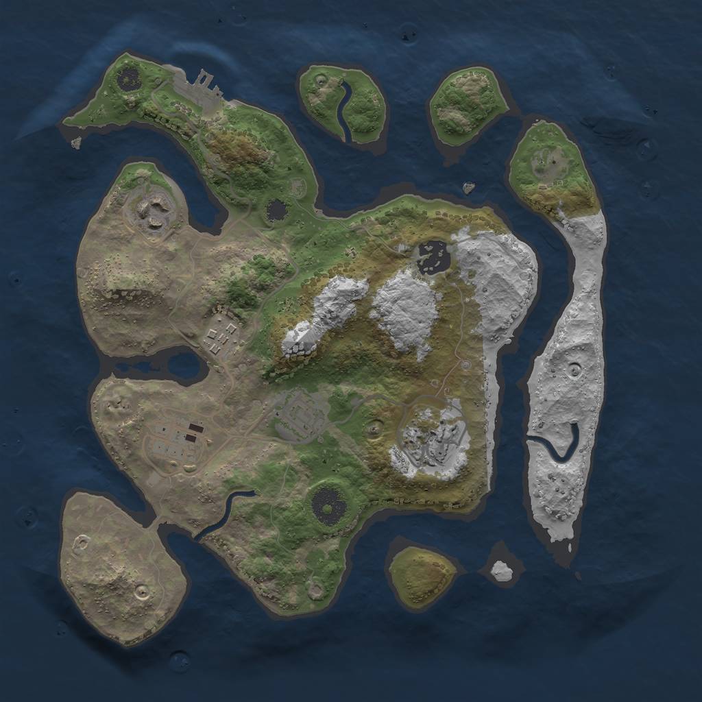 Rust Map: Procedural Map, Size: 3000, Seed: 13625, 9 Monuments