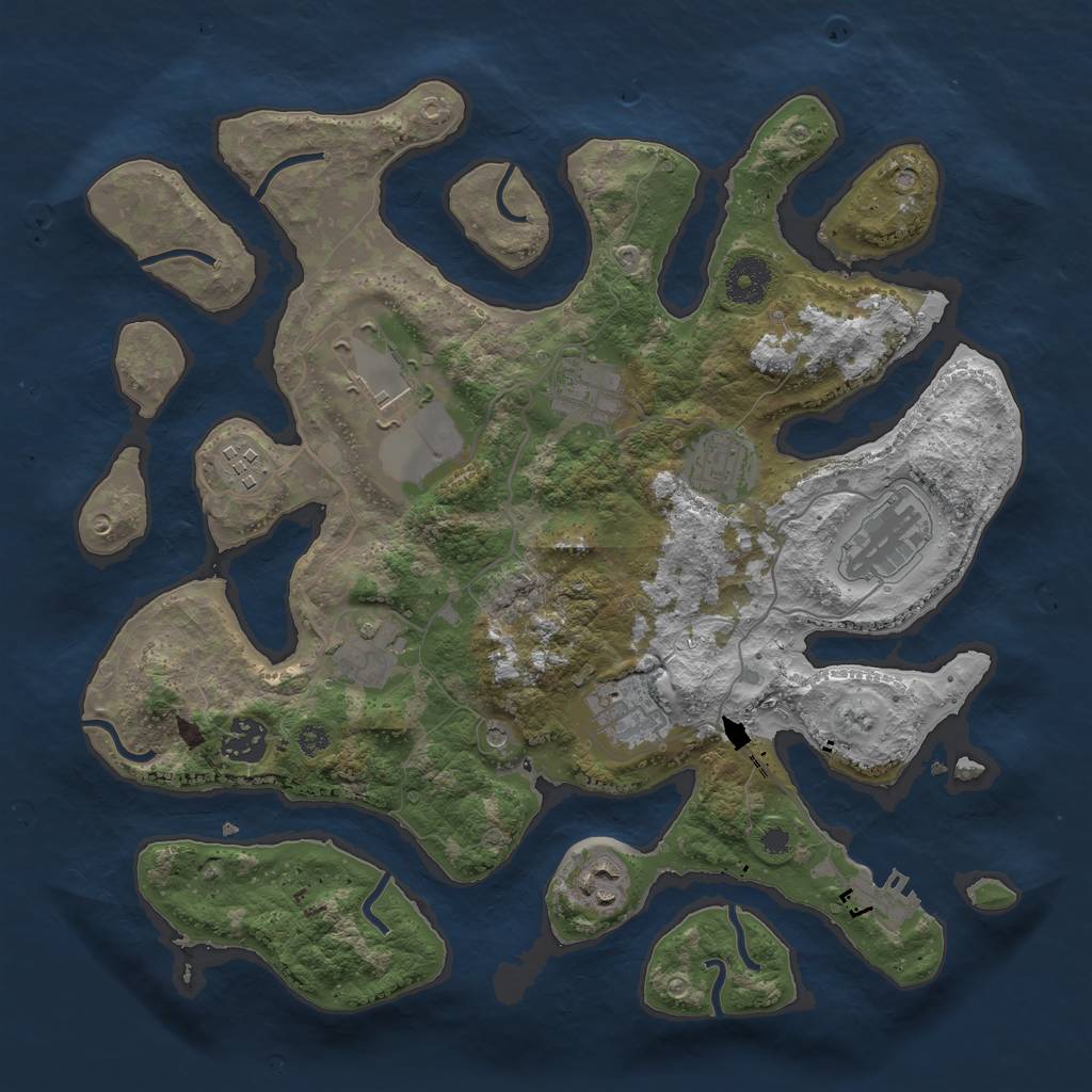 Rust Map: Procedural Map, Size: 3500, Seed: 1258625184, 13 Monuments