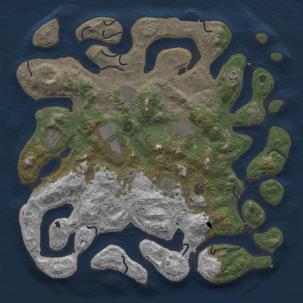 Rust Map: Procedural Map, Size: 4500, Seed: 105897, 14 Monuments