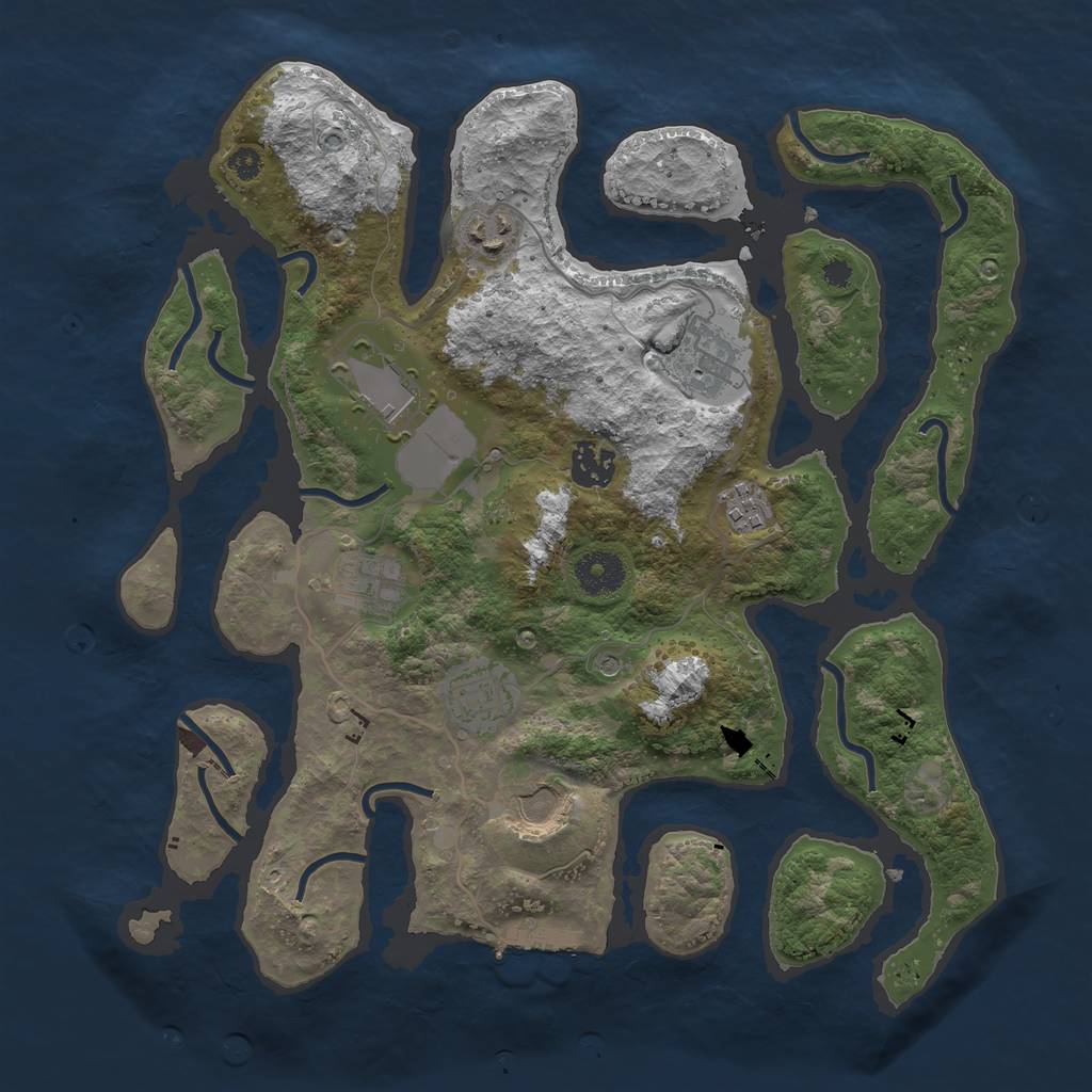 Rust Map: Procedural Map, Size: 3500, Seed: 733315917, 12 Monuments