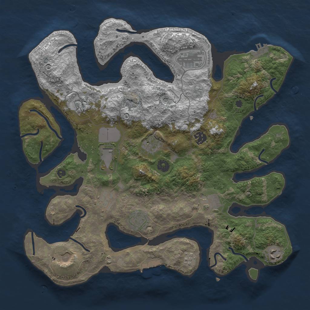 Rust Map: Procedural Map, Size: 3750, Seed: 1355438760, 16 Monuments