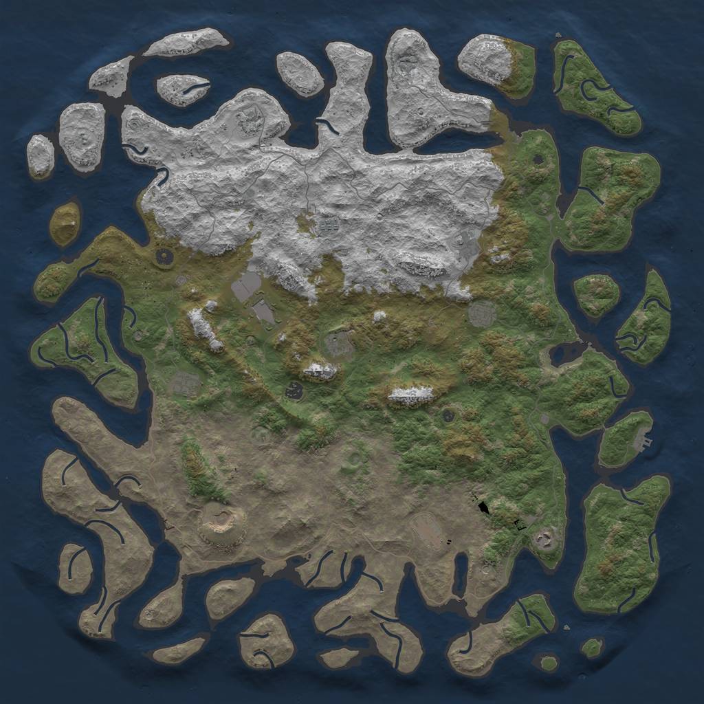 Rust Map: Procedural Map, Size: 6000, Seed: 4351234, 15 Monuments