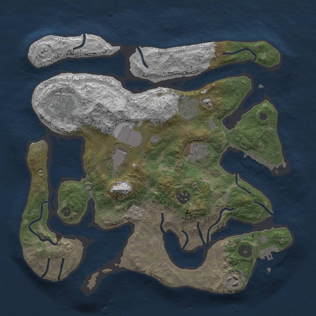 Rust Map: Procedural Map, Size: 3500, Seed: 70331237, 11 Monuments