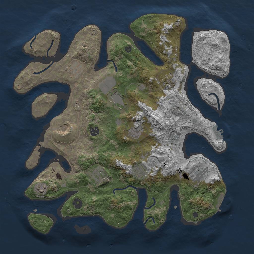 Rust Map: Procedural Map, Size: 3850, Seed: 502897518, 16 Monuments