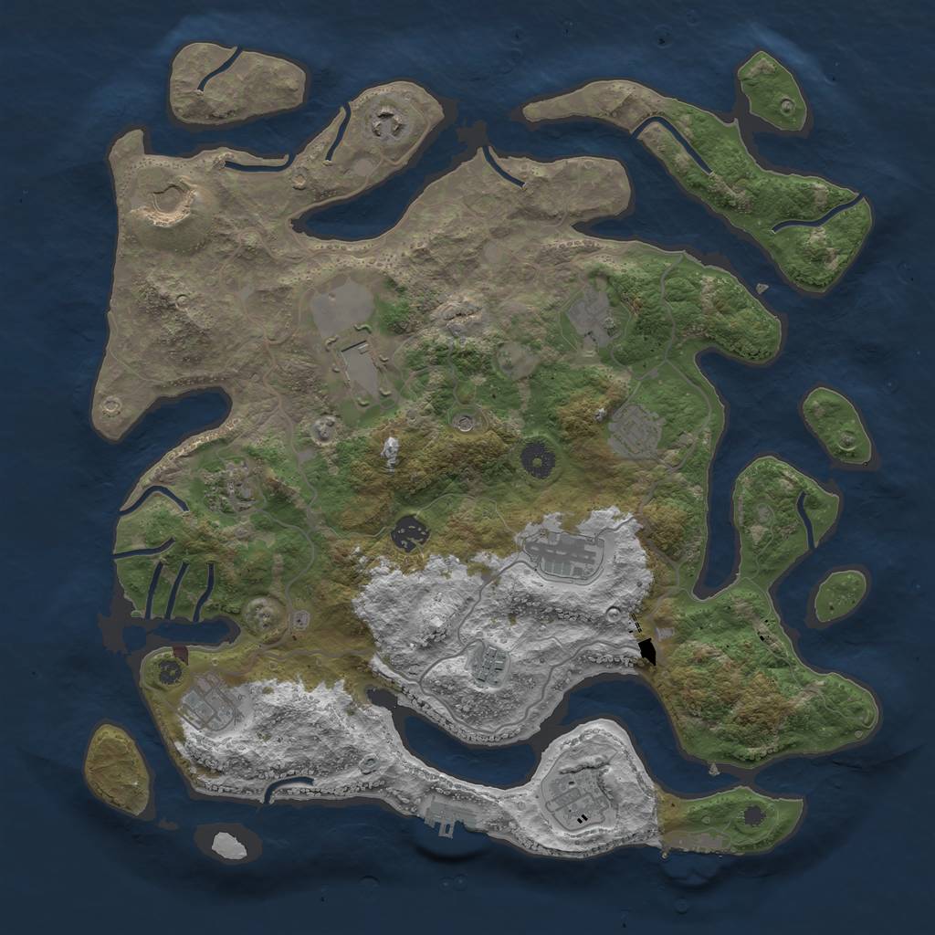 Rust Map: Procedural Map, Size: 4000, Seed: 877260762, 16 Monuments