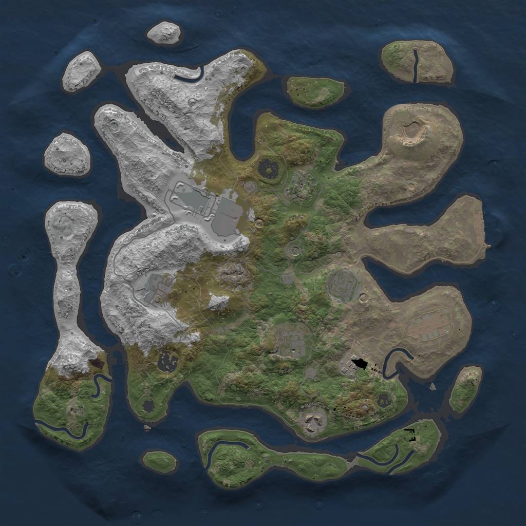 Rust Map: Procedural Map, Size: 3800, Seed: 1262696969, 14 Monuments