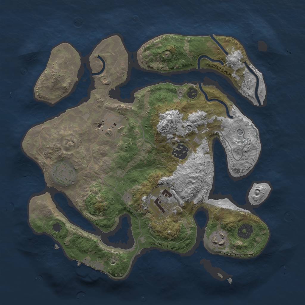 Rust Map: Procedural Map, Size: 3000, Seed: 1278228697, 9 Monuments