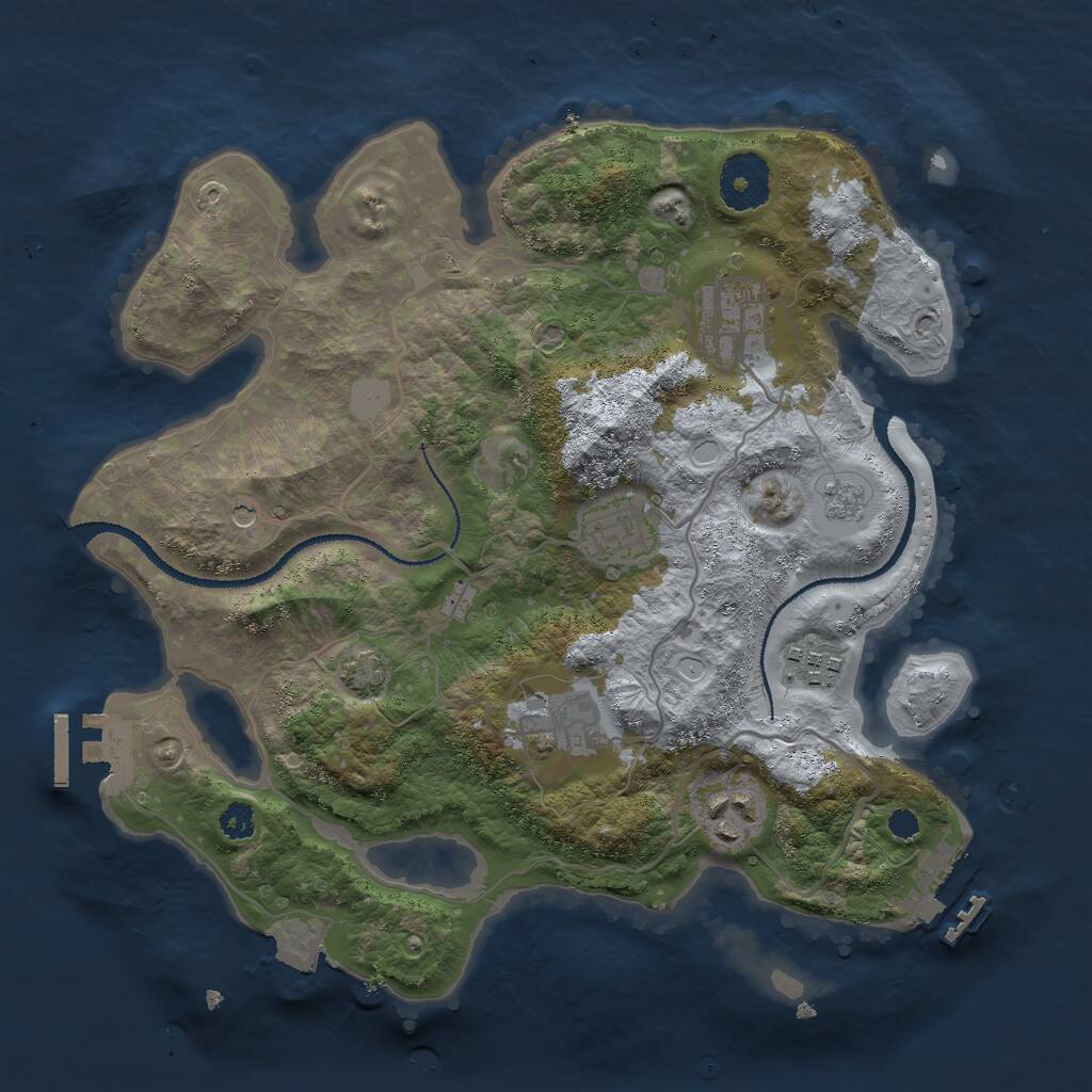 Rust Map: Procedural Map, Size: 3000, Seed: 1278228697, 11 Monuments