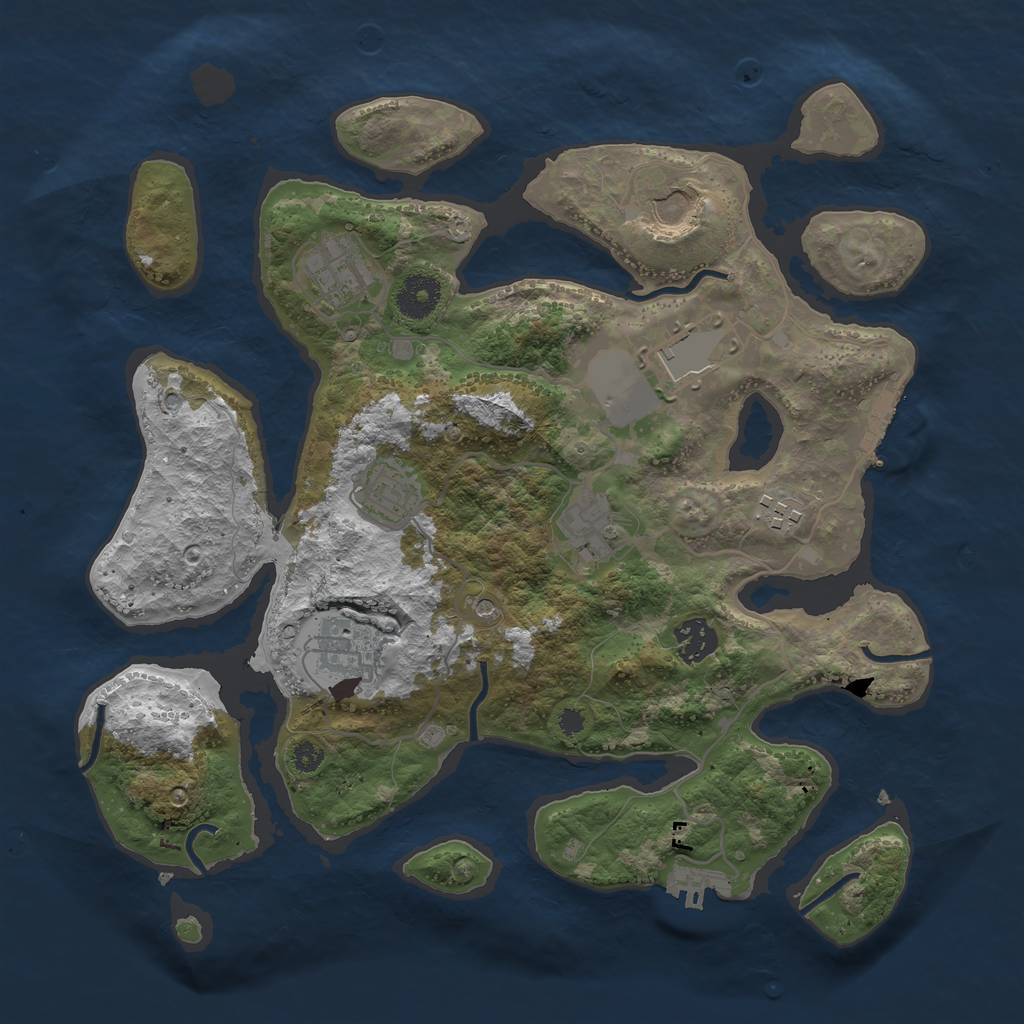 Rust Map: Procedural Map, Size: 3500, Seed: 1766164405, 13 Monuments