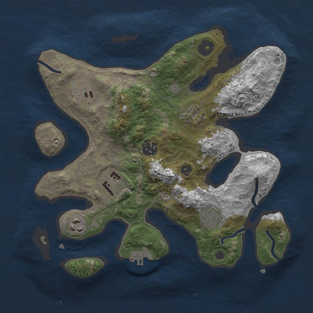 Rust Map: Procedural Map, Size: 3000, Seed: 53269, 10 Monuments