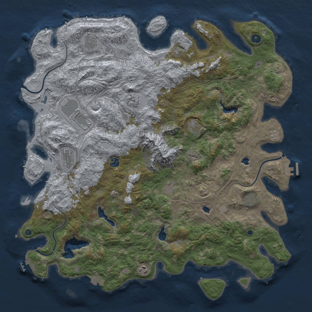 Rust Map: Procedural Map, Size: 5000, Seed: 52309, 16 Monuments