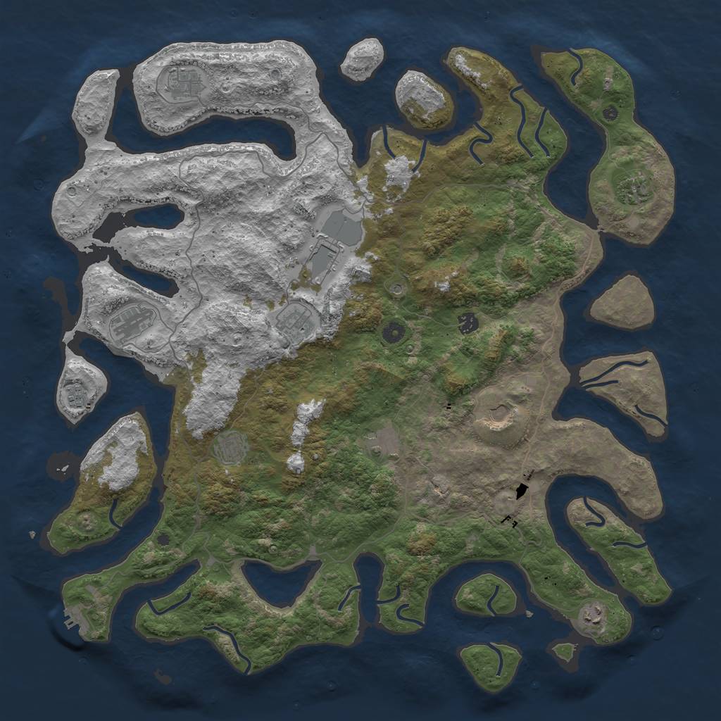 Rust Map: Procedural Map, Size: 5000, Seed: 52309, 15 Monuments