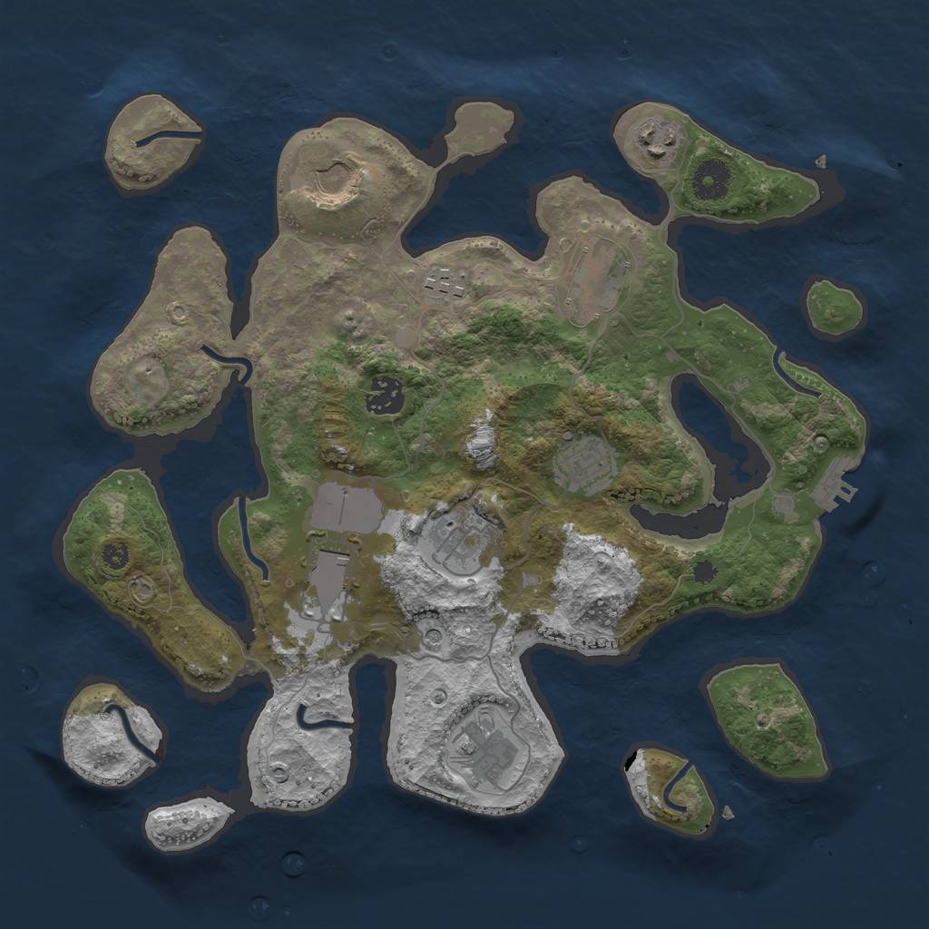 Rust Map: Procedural Map, Size: 3500, Seed: 77159009, 13 Monuments