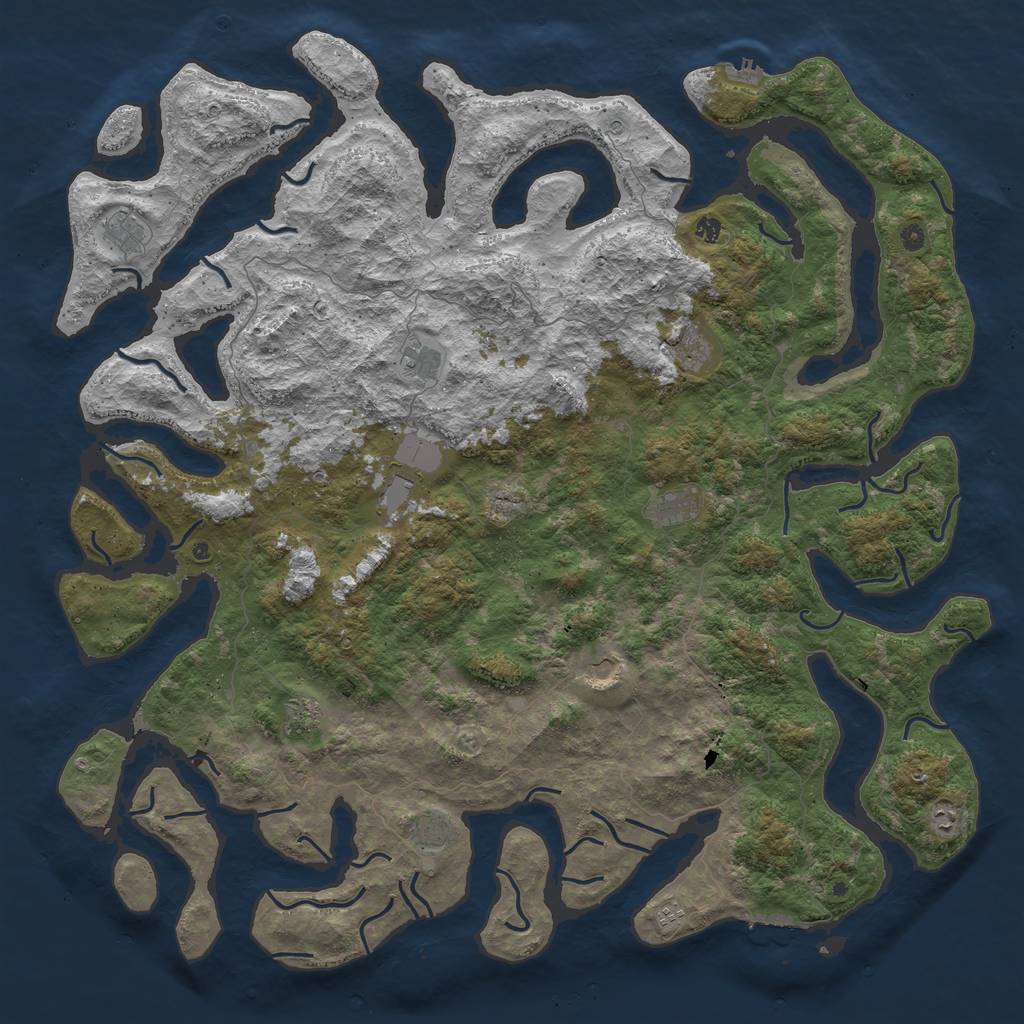 Rust Map: Procedural Map, Size: 6000, Seed: 1097213760, 16 Monuments