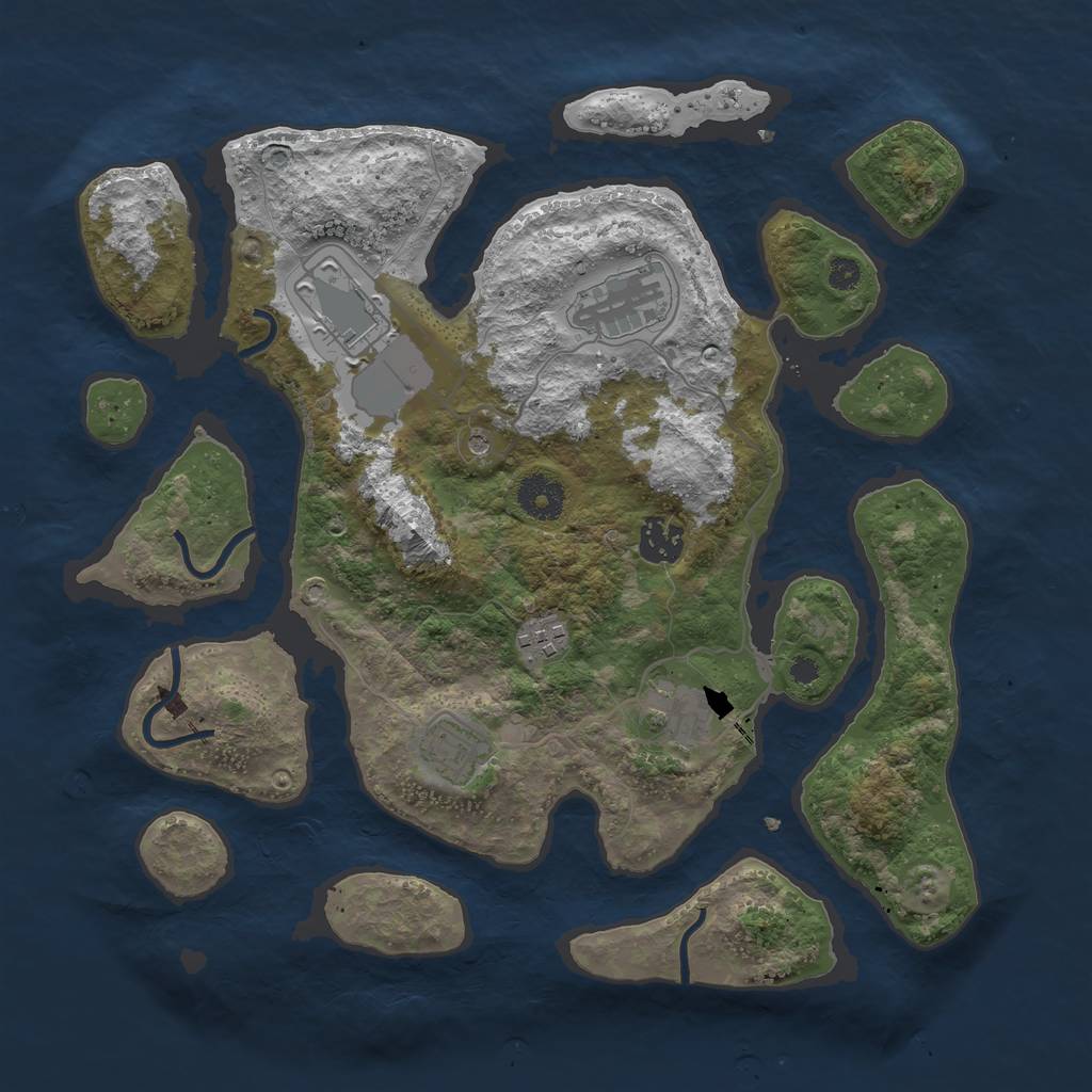 Rust Map: Procedural Map, Size: 3500, Seed: 248918007, 9 Monuments