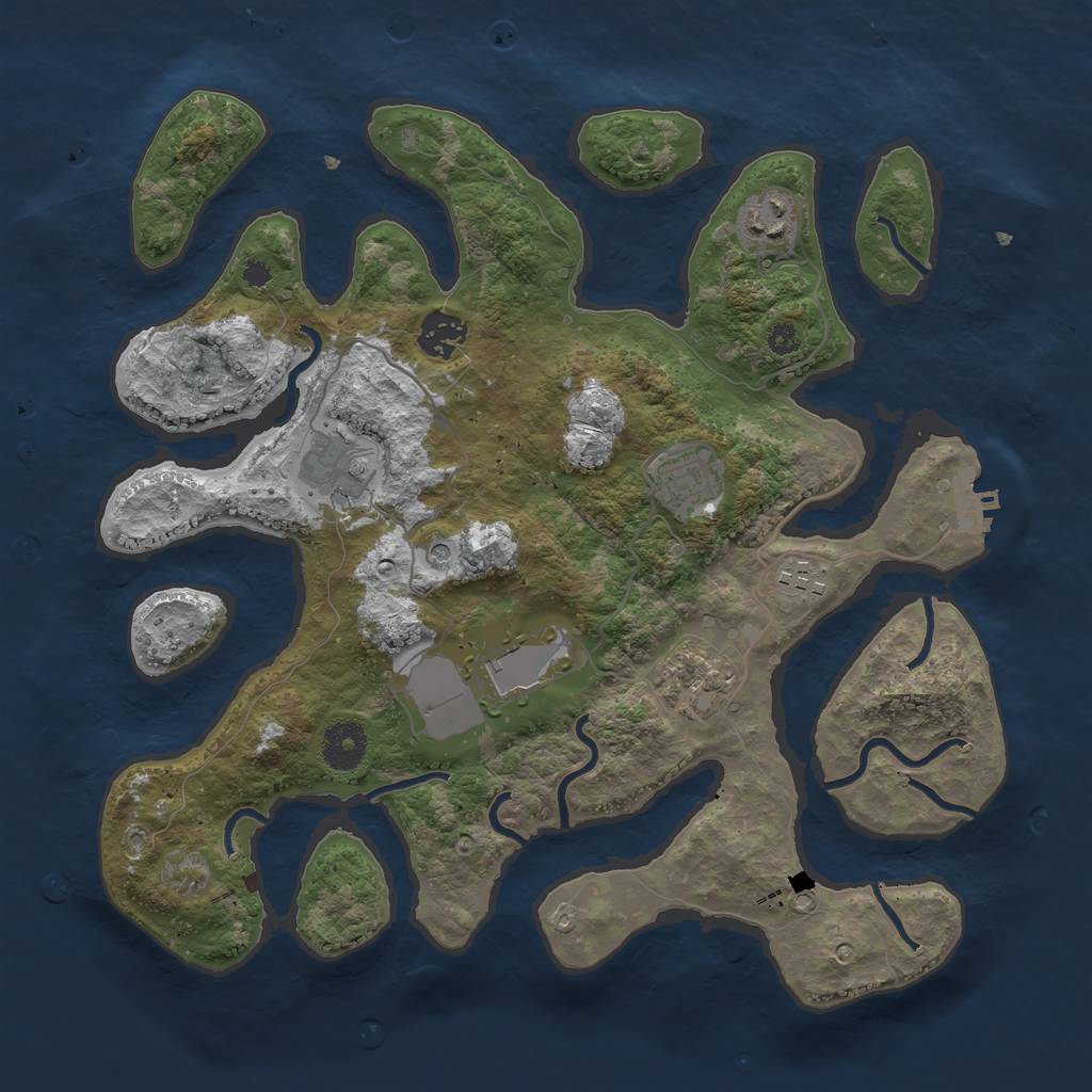 Rust Map: Procedural Map, Size: 3500, Seed: 34169247, 11 Monuments