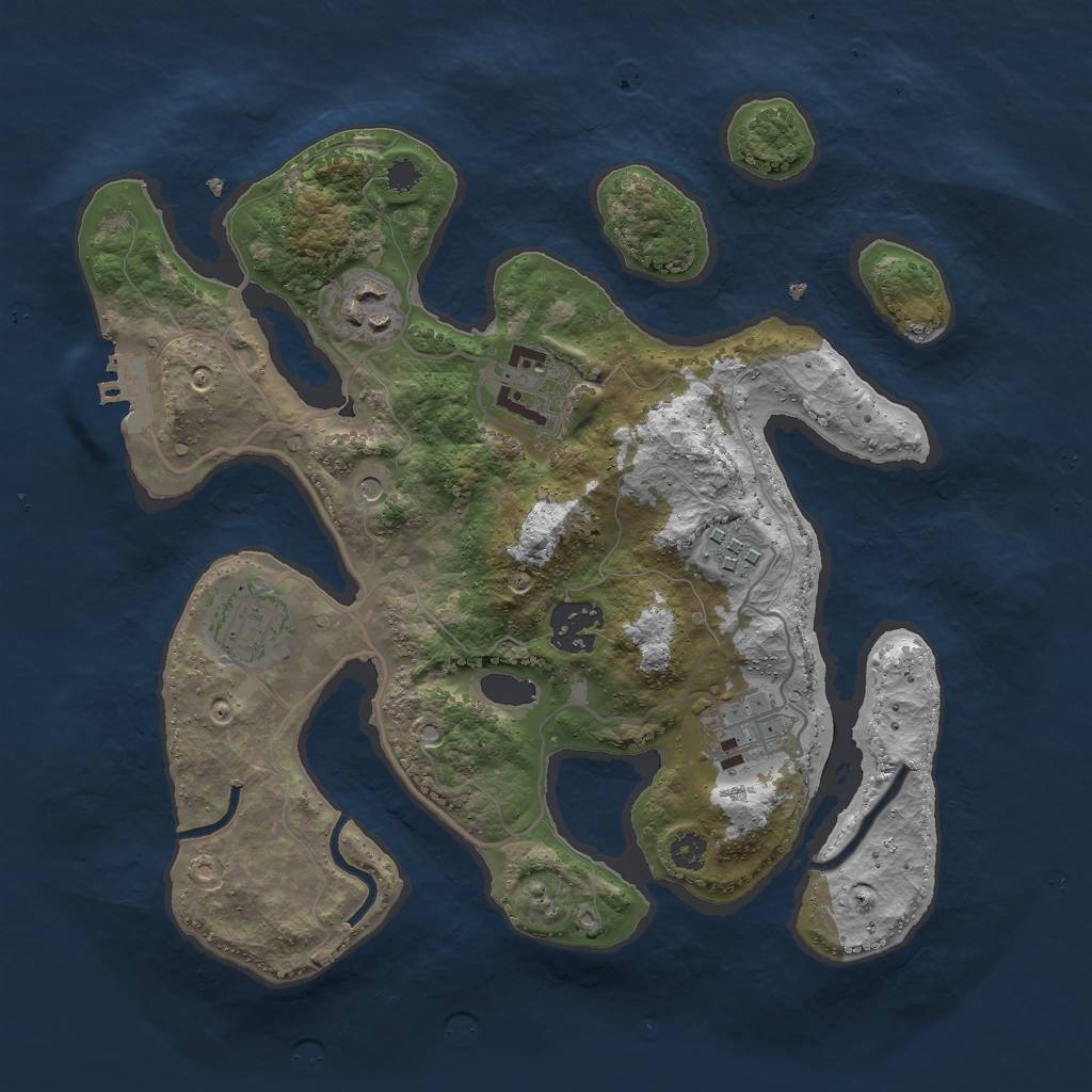 Rust Map: Procedural Map, Size: 3000, Seed: 732162507, 10 Monuments