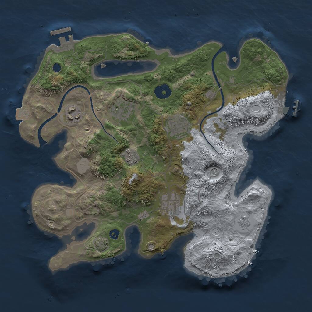 Rust Map: Procedural Map, Size: 3000, Seed: 885304076, 11 Monuments