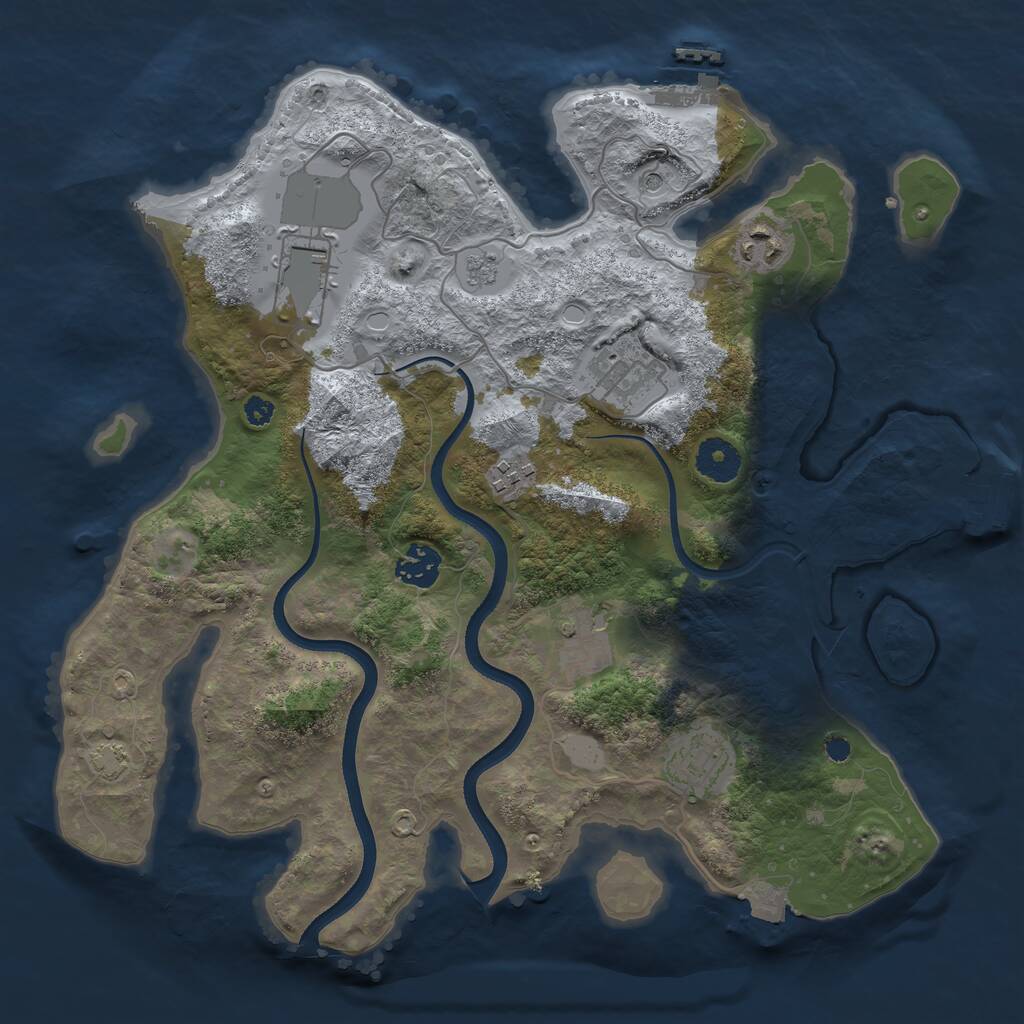 Rust Map: Procedural Map, Size: 3500, Seed: 1019730709, 13 Monuments
