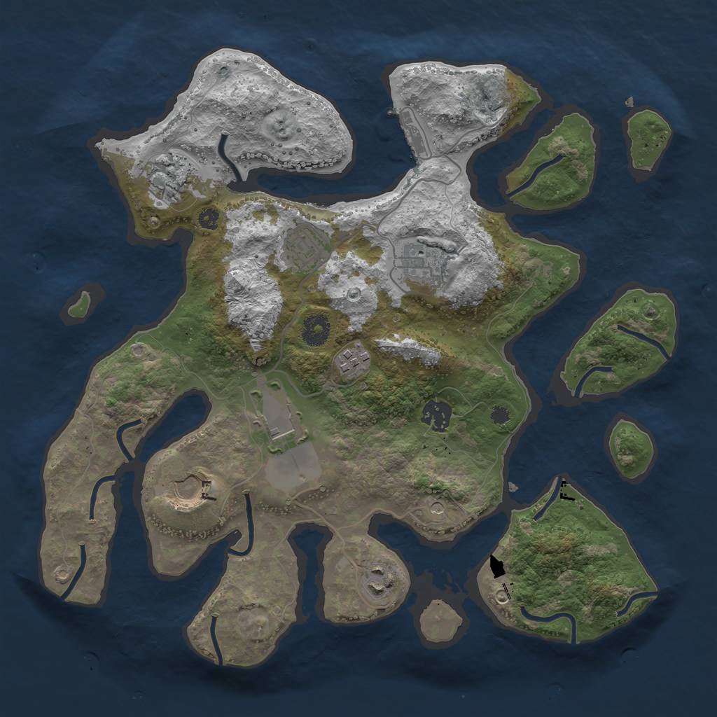 Rust Map: Procedural Map, Size: 3500, Seed: 1019730709, 12 Monuments