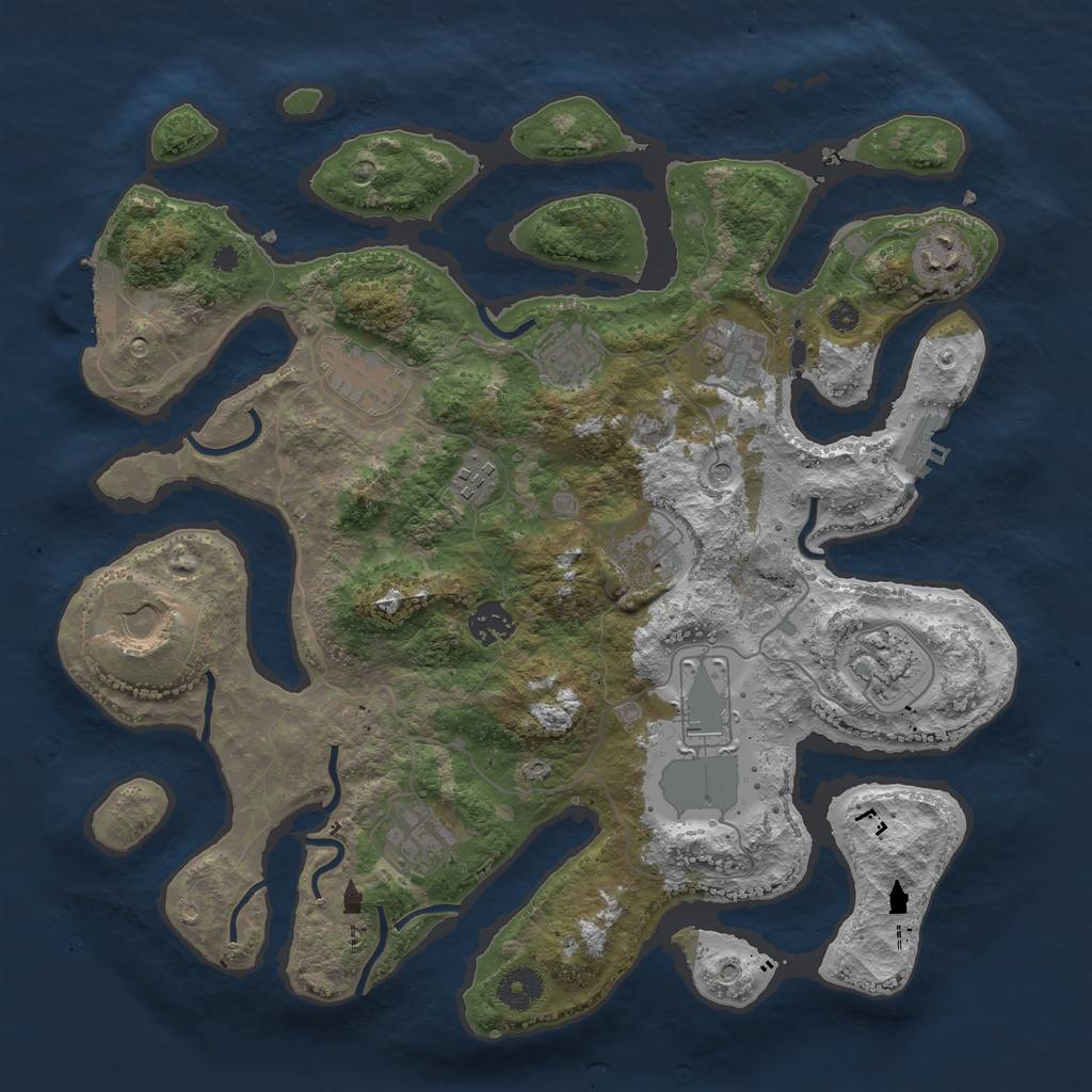 Rust Map: Procedural Map, Size: 3750, Seed: 1160758605, 16 Monuments