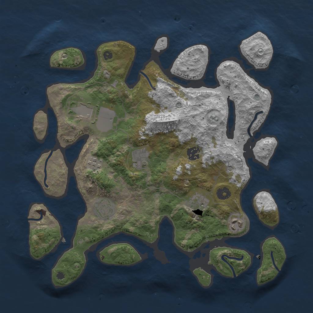 Rust Map: Procedural Map, Size: 3500, Seed: 3582125, 10 Monuments