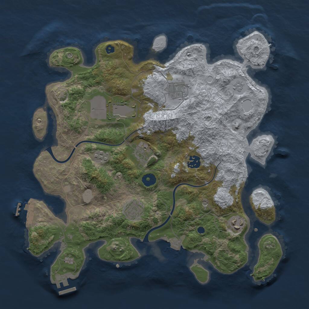 Rust Map: Procedural Map, Size: 3500, Seed: 3582125, 13 Monuments