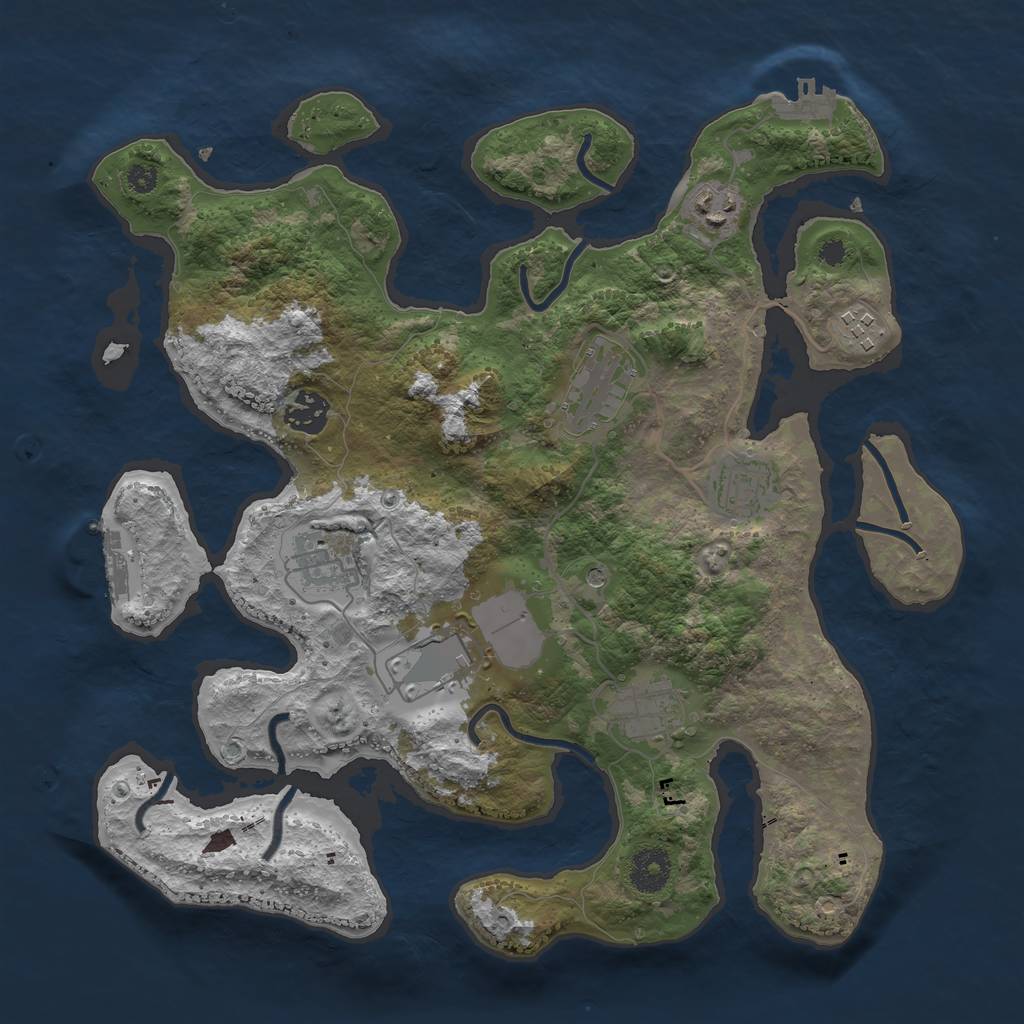 Rust Map: Procedural Map, Size: 3500, Seed: 25457, 13 Monuments