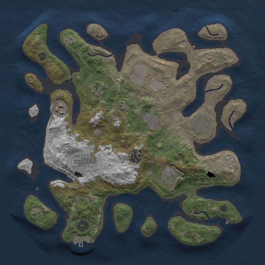 Rust Map: Procedural Map, Size: 3500, Seed: 1392203728, 13 Monuments